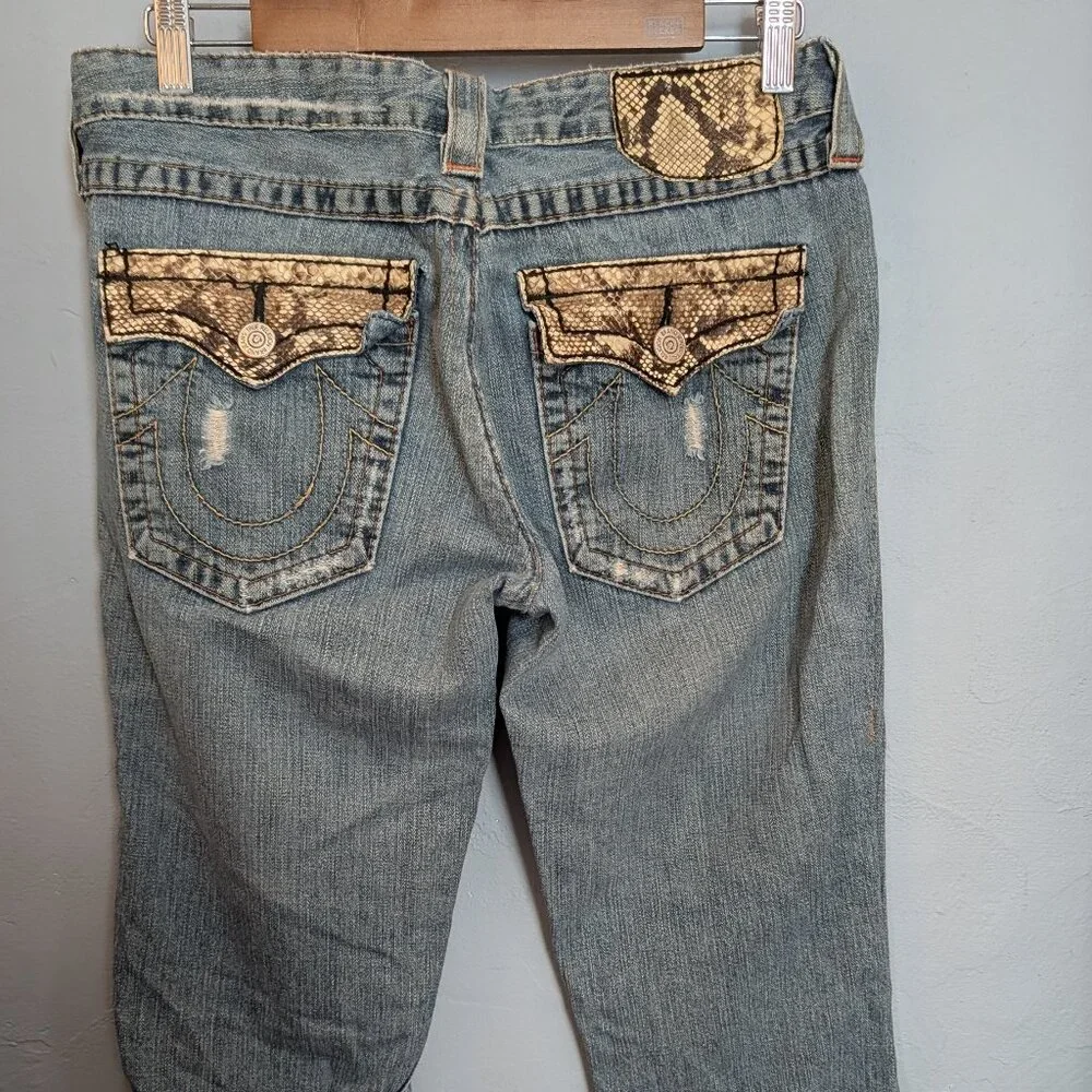 🫰🏼HTF True Religion Python Snake Skin Jeans RARE - Picture 1 of 9
